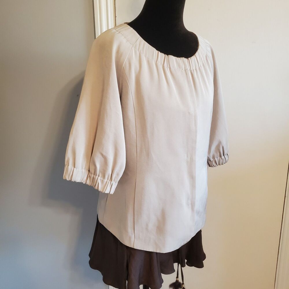Banana Republic Y2K Short Sleeve Jacket Size 6 Khaki Old Money Minimal Safari - Picture 3 of 9